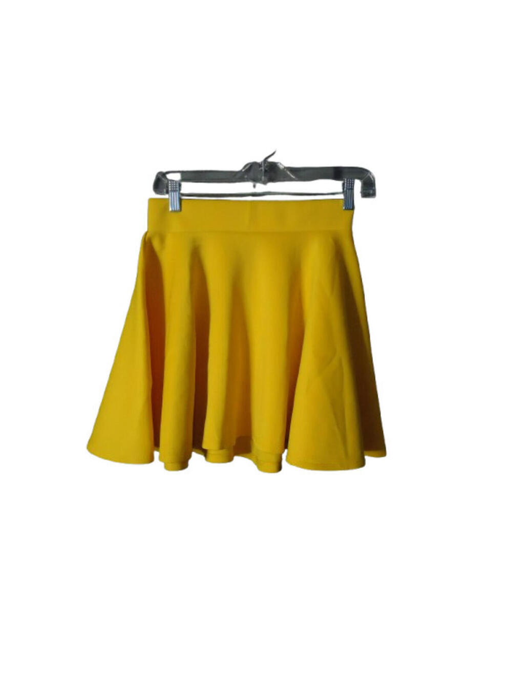 Made by Johnny Women's Basic Versatile Stretchy Flared Skater Skirt Small Yellow